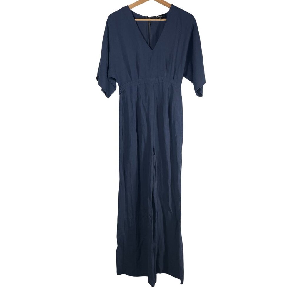 Lulus Women's Wide Leg  Jumpsuit Blue Size M Waist Tie